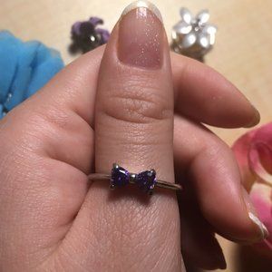 Silver-colored Ring with a Cute Purple Bow